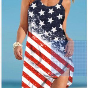 USA Flag woman's blue halter denim dresses